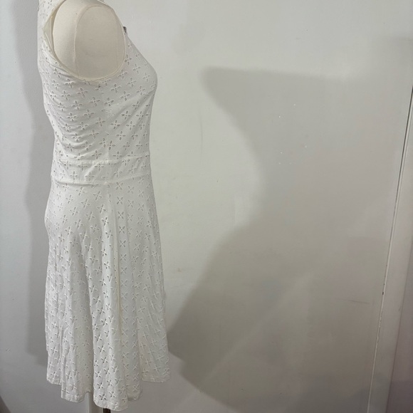Ann Taylor LOFT White Eyelet A-Line Sleeveless Dress Sz 0 Bridal Floral Summer - Picture 15 of 15